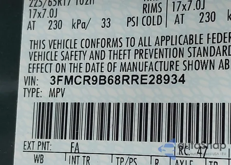 2024 Ford Bronco Sport Big Bend из США, поврежденный, VIN 3FMCR9B68RRE28934